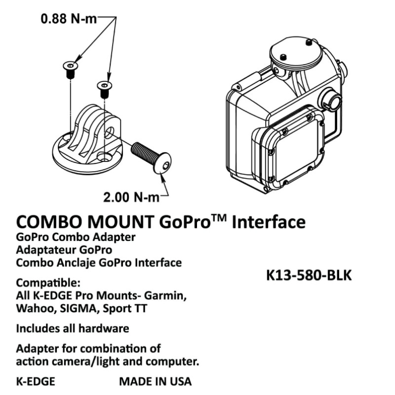 K-EDGE Combo Mount GoPro Interface