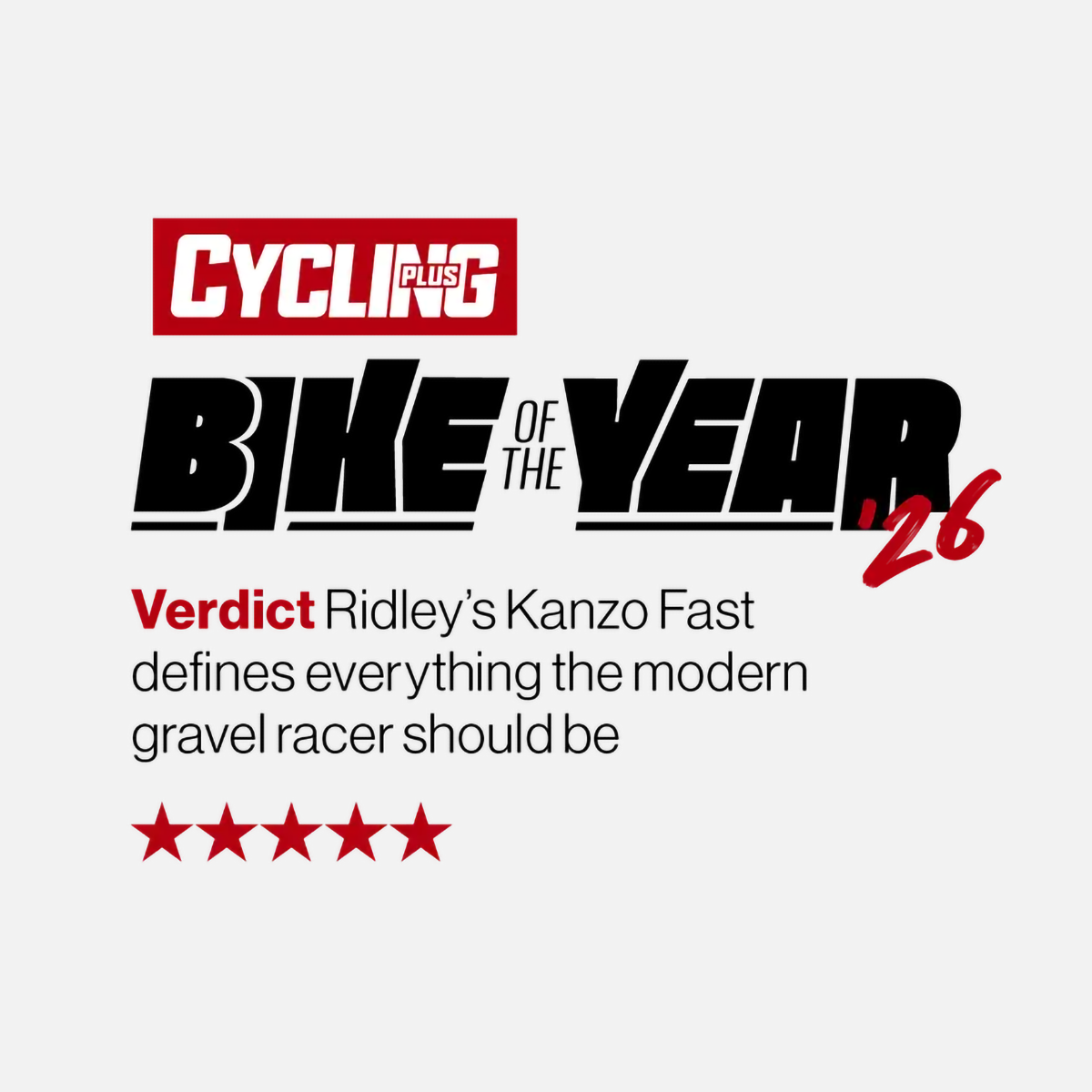 Ridley Kanzo Fast 2.0 Bike of the Year recognition